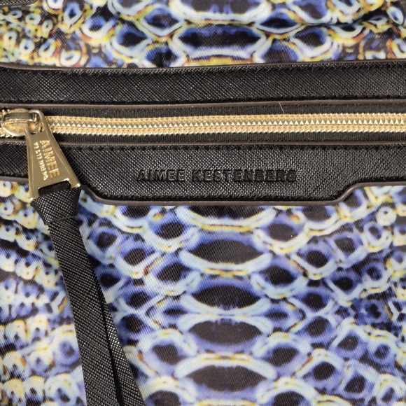 Aimee Kestenberg Snakeskin Print Nylon Tote Shoulder Bag Multipocket Zip Closure - Picture 9 of 13